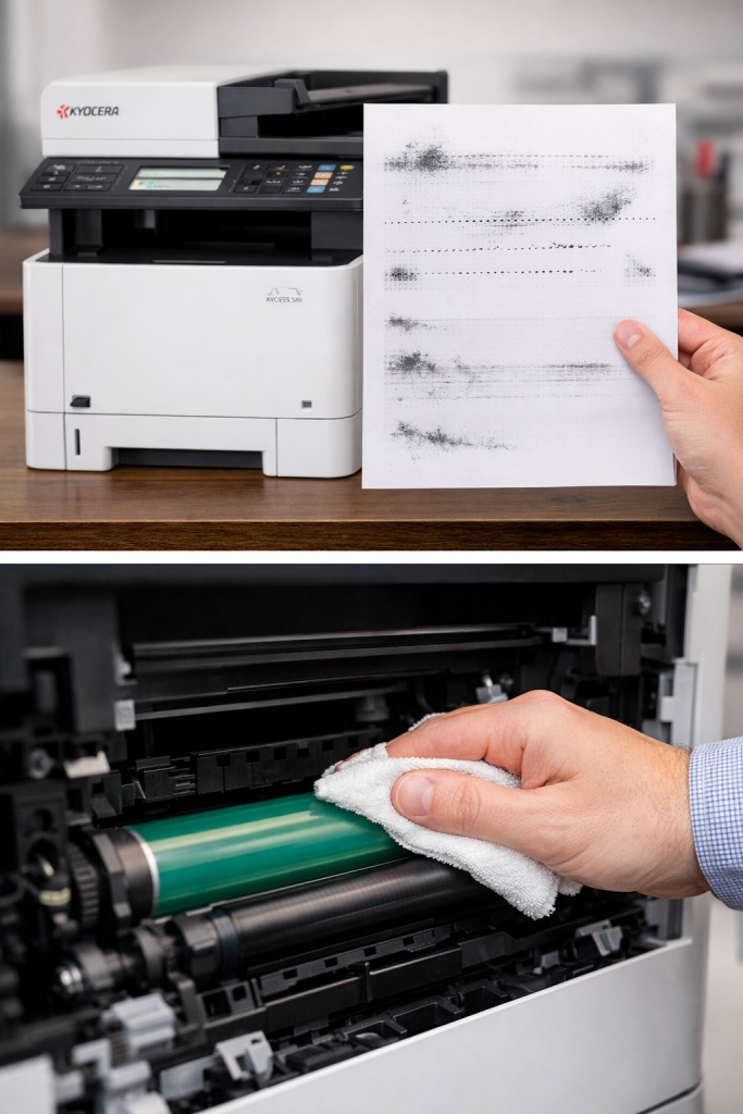 kyocera ecosys m5526 manchas en el papel